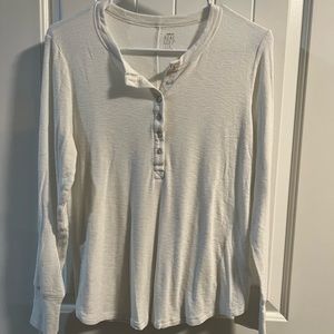 (L) Aerie White Real Soft Long Sleeve Tee